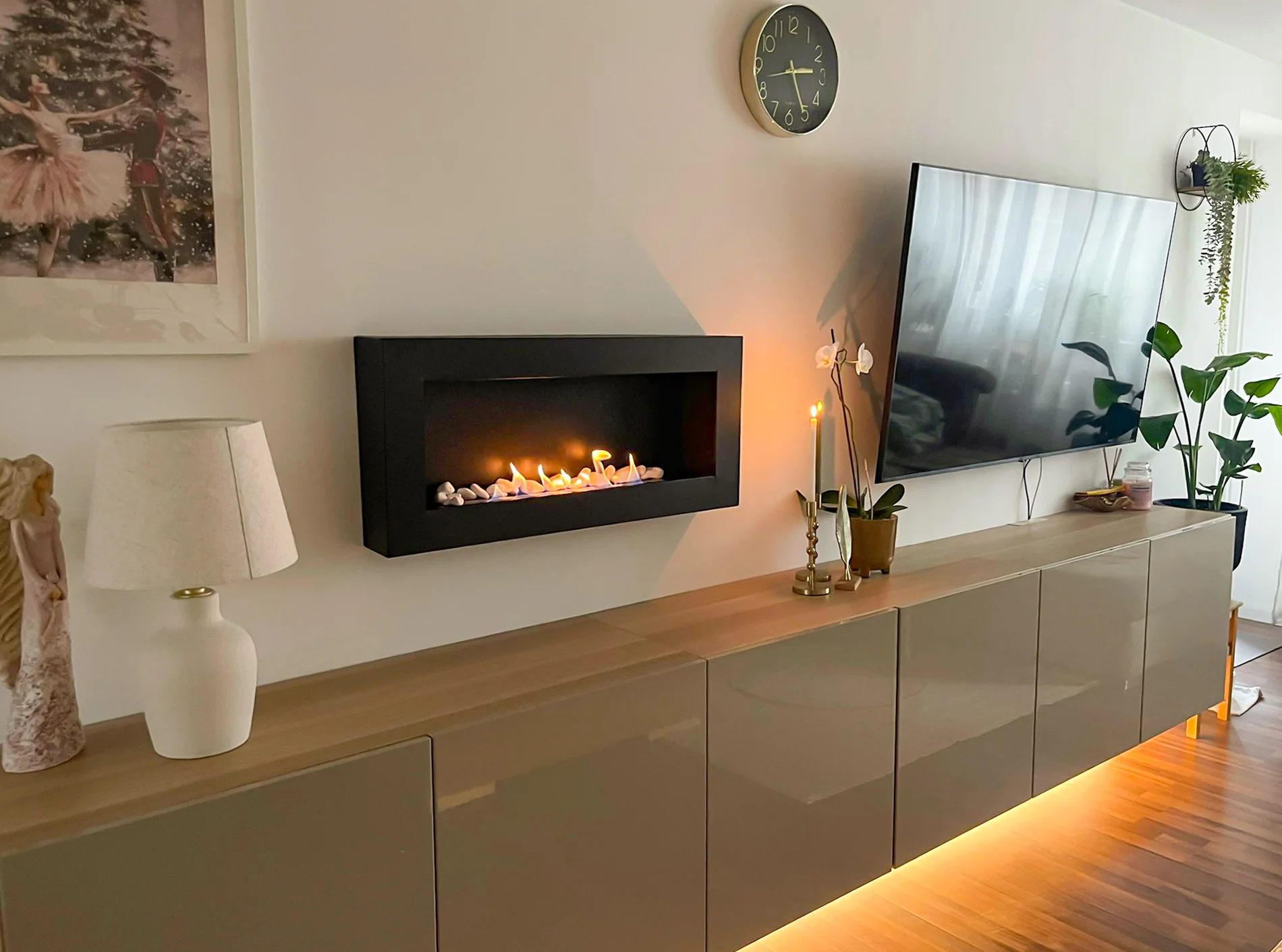 Biokominek wiszący 900x400 box czarny mat 