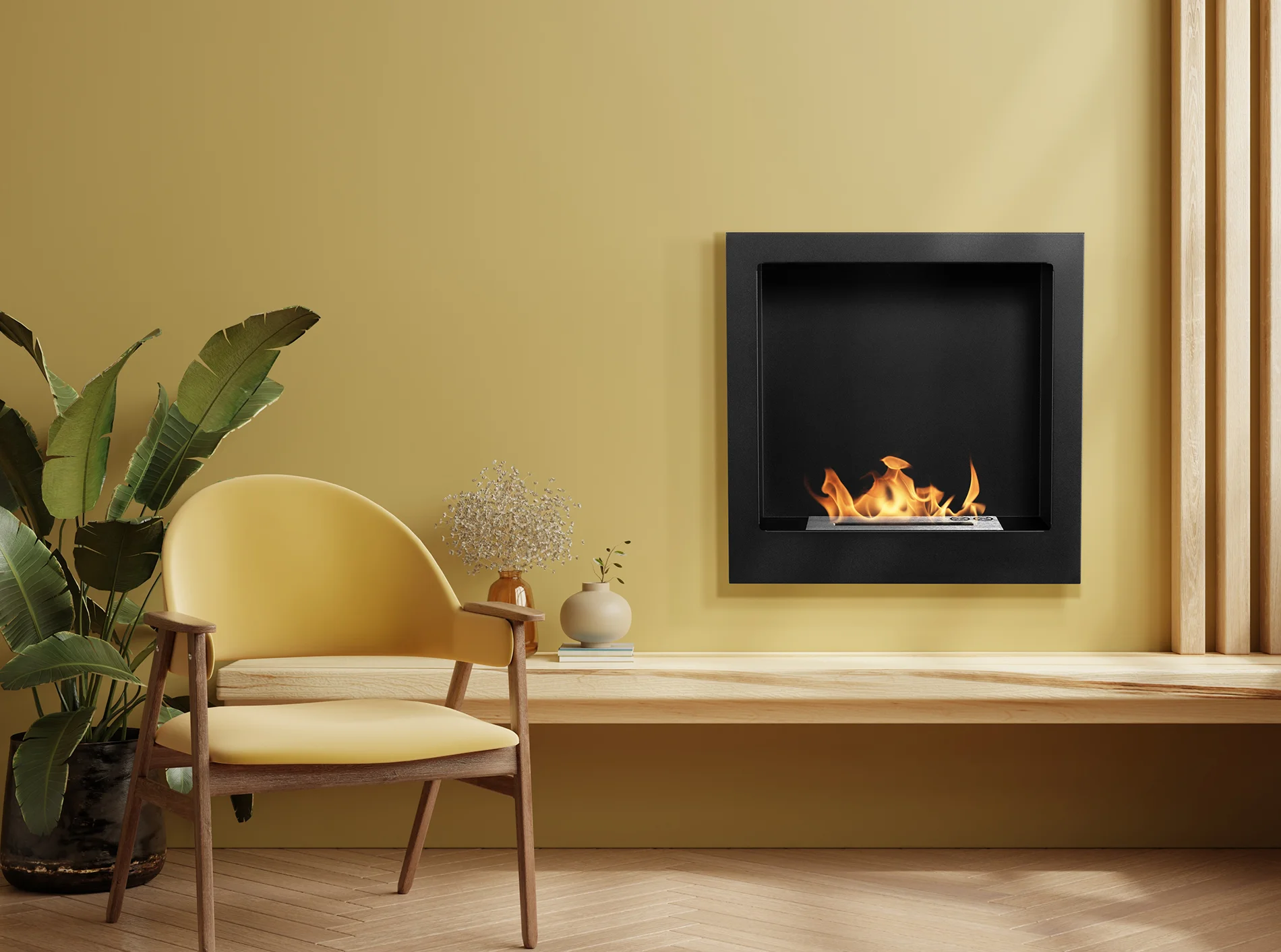 Biokominek wiszący 400x400 czarny mat 